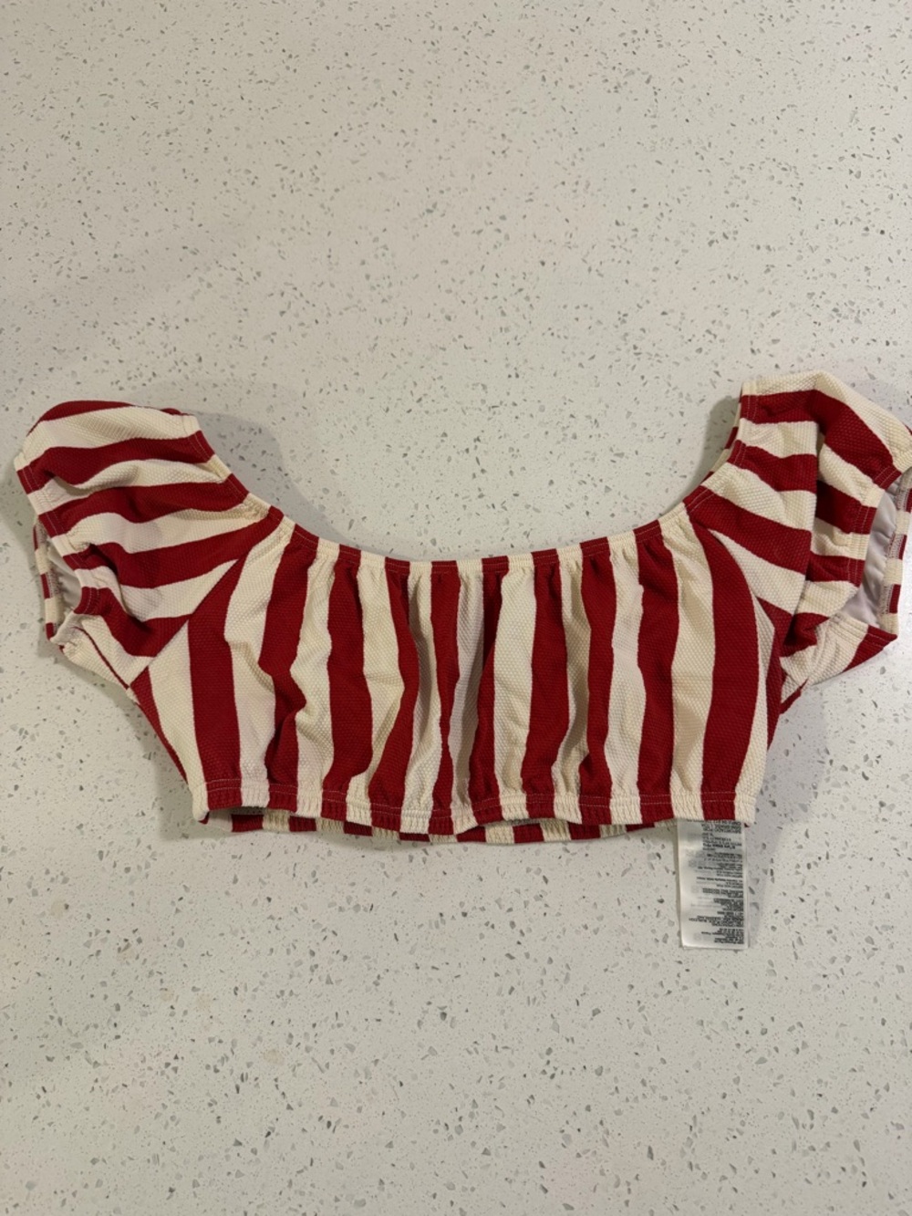 Billabong Red and Cream Striped Swim Top
